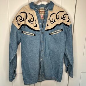 Rivergold Vintage Western Style Snap Button Down Shirt Men's Size Small